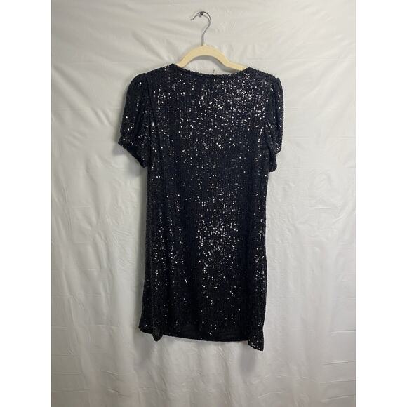 New Cable And Gauge Women’s Sequined Mini Sheath Dress Black Stretch Size Small - Picture 2 of 4